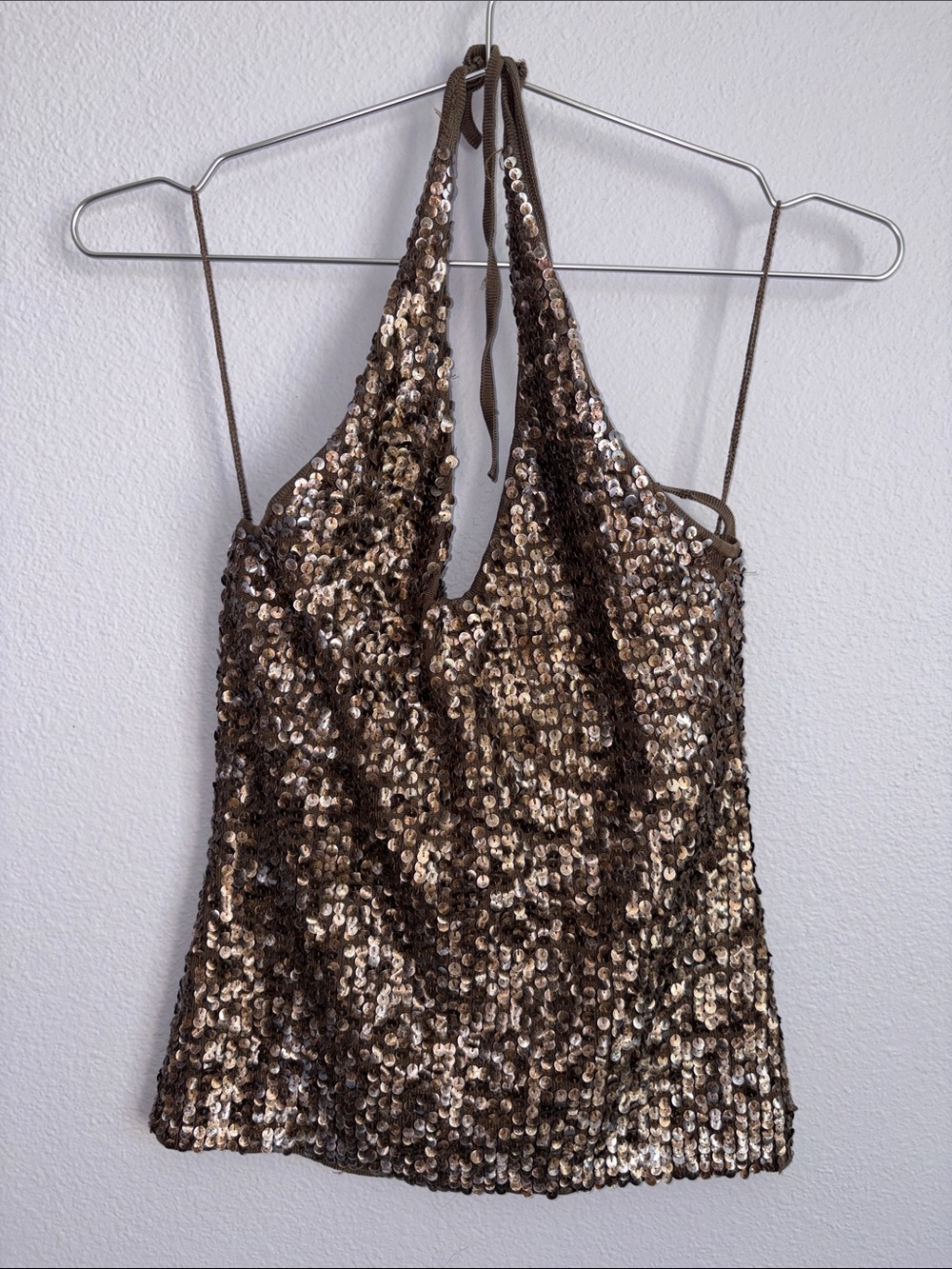 Laundry Silk Blend Sequin Halter Top